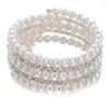 Charme Armbänder Chic Wickelarmband Frauen Mehrschichtige Perle Kristall Armreif Hochzeit Schmuck Zubehör Weibliche Party Braut Bijoux Geschenk