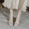Dress Shoes Designer Brand Women Pumps Rhinestones High Heels Transparent Sandals Slingbacks Pointed Toe Party Bride Wedding Ladies