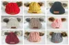 Baby Gebreide Wollen Hoeden Nepbont Bal Pom Gehaakte Caps Winter Warm Baby Kinderen Jongens Meisjes Beanie Cap Haaraccessoires 9 Kleuren dhl3132960