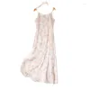 Casual Dresses Birdtree 21mm Real Silk Dress for Women Spaghetti Strap Flower Printed Elegant Fashion Sweet 2024 Summer D42832QC
