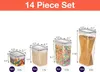 Contenitori ermetici per alimenti ClearSpace - Confezione da 14 contenitori per la cucina senza BPA, per organizzare e conservare la dispensa con coperchi durevoli, ideali per cereali e farina