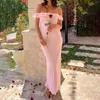 Sukienki swobodne hirigin elegancka damska letnia sukienka wieczorna różowa bez pleców bez ramion bez ramiączek maxi vestidos para mujer