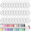 Porte-clés 128pcs Sublimation Porte-clés Blanks Set Porte-clés Transfert de chaleur Glands MDF Blank-Round