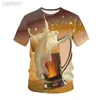 T-shirts New 3D Printing Beer T-shirt Mens Womens Personalized Cool Short-Sleeves Tees Fashion Oversize Trend Tops Kids Tshirt Summer ldd240314