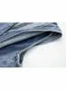 Gilet da donna Donna 2024 Summer Chic Fashion Effetto lavaggio con acqua Ritagliata Gilet di jeans Vintage Scollo a V Gilet femminile Top 6164/110
