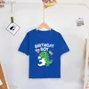 T-Shirts Dinozor Doğum Günü Numarası Baskılı Gömlek Çocuklar 2-8 Doğum Günü Partisi T-Shirt Boy Gömlek Dino Tema Üstler Kıyafetler Çocuk Kısa Kollu Tees LDD240314