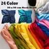 Moda cetim seda grande 90x90 cm quadrado liso náutico cabeça pescoço cores sólidas cachecol envoltório 24 cores cachecóis xale # p3196y