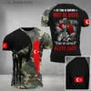 Men's T-Shirts Turkish Army Veteran Skull T Shirt Men 3D Turkey Flag Camouflage Print T-shirt Military Camo Tops Soldiers Tactical Short Slve Y240321