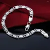 Link pulseiras moda linda cor prata pulseira para mulheres homens charme clássico festa de casamento presente corrente jóias atacado lh008