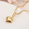 24 k Yellow Solid Gold Filled Lovely heart Pendant Necklaces earrings Women girls party jewelry sets gifts diy charms