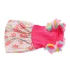 Dog Apparel Dress Exquisite Easy To Wear Small Flowers Printed Soft Polyester Rosy Red Attractive Cute For Holiday Daily