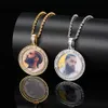 Hip Hop Memory Pendant Copper Set T-square Zircon Chaoren Circular Photo Frame Necklace