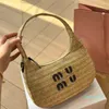 Designer Classic Bag Beach Raffia Basket Straw Crochet Shoulder WIth Strap Handbag Moon Bags Women Soft Pleated Tote