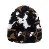 Bandanas Leopard Print Cow Sticked Hat Y2K Warm Hip Hop Unisex Elastic Beanies for Women Men Outdoor Sports Windproof Cap Accessorie R2A5