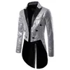 Estilo británico Hombres Corte Esmoquin Traje Abrigos Moda Lentejuelas Decoración Blazers Caballero Fiesta de boda Chaqueta larga 240304