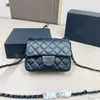 Sac de créateur sac à bandoulière de luxe marque femmes sacs en treillis de diamant en cuir véritable peau de vache sac à main chaîne de matériel noir