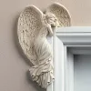彫刻エンジェルウィングス樹脂彫像クラフトドアフレームの装飾品ガーデンドアの彫刻エンジェルレトロ屋内と屋外の飾り