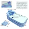 Bathtubs Inflatable Bathtub Blue Folding PVC Adult Bathtub Household Full Body Bath Large Portable Small Household Can Sit and Lie Down