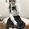 Japanese Bow Tie Skirt Set Student Pleated Jk Uniform Korean School Sexy Girl Preppy Style Seifuku 240301