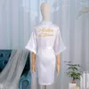 Ropa de dormir de las mujeres bordar madre novia kimono vestido de boda bata sexy mujer albornoz satén camisón casual ropa de dormir corta