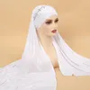 Roupas étnicas Moda Islâmica Festa Headwraps Árabes Xales Turban Caps Ramadan Eid Mulheres Muçulmanas Hijab Luxo Diamantes Cachecol Malásia