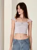 Tanques de mujer Mxiqqpltky Mujeres S Lace Trim Crop Tank Tops Cap Manga Scoop Cuello Chaleco acanalado Verano Slim Fit Salir Y2K Streetwear