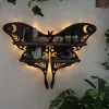 Racks Multipose Luna Moth Butterfly Lamp Crystal Rack Moon Wood Shelf Wall Decor Wooden Rustic Display Living Bedroom Storage Rack