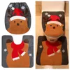 Toilettensitzbezüge, Weihnachtsmann-Set, Weihnachtsteppich-Kombination, festlicher Schneemann, gesichtsloser alter Mann, rutschfest