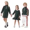 Children 1 To 14 Fall Winter Hoodie Stretchy Soft Dress Cotton Turtleneck Sweatshirt Family Matching Clothes 240311