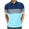 Stripe Man Polo Shirts Summer Mens Casual Golf Shirts Everyday Male Oversized Short Sleeve Tshirt 3d Printed Lapel Top Clothing 240301