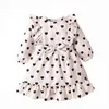 幼児の女の赤ちゃんバレンタインの日のドレス長袖ハートプリントフリルプリンセスドレス衣装ベルト240228