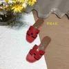 Orans Slippers Womens Slipper Women Sandals Sandal Ms Summer Leather Flat Bottomed Large Size Wear Red Have Logo