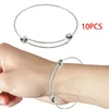 Bracciale rigido 10 pezzi Braccialetti espandibili in acciaio inossidabile 304 fatti a mano per accessori per la creazione di gioielli