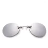 Sonnenbrille 1/2PCS Mode Clip auf Nase Männer Gläser 2024 Vintage Mini Runde Sonne Matrix Randlos