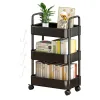 Racks 3/4 Tier Durable Rolling Trolley Multi Storey Cart Storage Shelf Movable Books Snacks Storage Rack Bathroom Kitchen Accessories