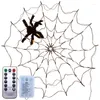 Strings Halloween LED Spider Web String Light With Remote Control 8 Modes Net Mesh Atmosphere Lamp Outdoor Indoor Party Decor