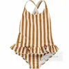 Costume da bagno intero stampato a pois arcobaleno per bambine Costume da bagno per bambini con reggicalze senza schienale Estate spiaggia piscina sport Costumi da bagno bambino SPA nuoto Z7176