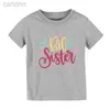 T-shirts Big and Little Sister Matching T-shirt Round Neck Girls White T-shirt Baby Girl Bodysuit Sister Outfit Toddler Girl Clothes ldd240314