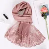 Moda yeni bahar kış eşarpları kadınlar için şallar ve sarar Lady Plain Lace Floral Pashmina Head Band Müslüman Hijab Stoles 201018226Q