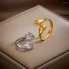 Cluster-Ringe Dieyuro 316L Edelstahl Zweihand-Umarmung kreativer Ring für Frauen Design Girls Open Party Schmuckgeschenke Anillo