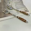 Geschirr Sets 1 stück Edelstahl Gabel Löffel Messer mit Holzgriff Geschirr Retro Besteck für Home Bankett Küche