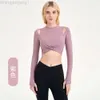 Desginer LuLulemom Bras Lululemmon Samma sexiga korta ihåliga korsdesign från axeln med bröstkuddar för Slant Sports Yoga Top