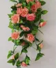Soie Rose vigne artificielle Rose camélia fleur mariage noël décorer artificielle Rose vignes 16 couleurs en stock ZZ