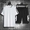 Herrspår 2023 Herrens sportkläder märke T-shirt och shorts 2-stycke Set Mens Sportswear Beach Leisure Sportwear Mens Sportwear Tryckt Kort ärm 8xl Q240314