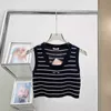 Women's T-Shirt designer Gaoding 24 Summer New Slim Fit and Slimming Striped Tencel Skincare Breathable Knitted Short sleeved Sweet Spicy Tank Top for Women SQ44