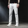 Jeans skinny elasticizzati da uomo Pantaloni di jeans slim fit casual alla moda Pantaloni bianchi Abbigliamento di marca maschile Business per chino da uomo