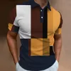 Polo para hombre Camisas de golf de moda Camisetas estampadas a cuadros en 3D Ropa de calle a rayas Ropa para hombres Blusa con botones de manga corta Top informal 240304