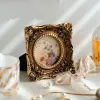 Рамка в стиле ретро, французская фоторамка, изысканная золотая резная смола, настольные украшения, мини-маленькая фоторамка, украшение для дома, праздничный подарок