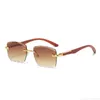 Designer Ultra clear frameless cut edge wood grain sunglasses ocean slice diamond cut edge glasses PPGH