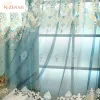 Curtains European Green Chenille Hollow Embroidered Luxury Curtains for Living Room Dining Bedroom Blackout Valance Window Custom Tulle